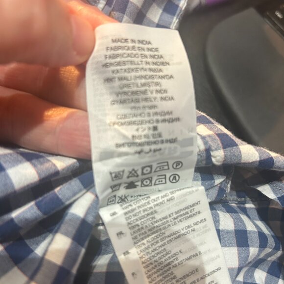 G-Star RAW Blue & White Gingham Button-Down Shirt Men’s Sz L Cotton Long Sleeve - Picture 8 of 9